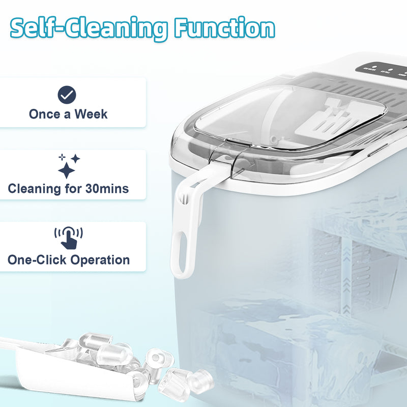 Advwin 12KG Self-Cleaning Ice Makers with Handle White