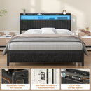 Advwin Storage Headboard Upholstered with Light Charging Station