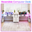 Advwin U Shaped Gaming Desk with LED Lights 164cm