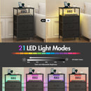 Advwin LED Bedside Table 3 Fabric Drawers 70cm