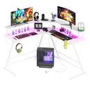 Advwin L Shaped Gaming Desk with LED Lights