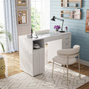 Advwin Manicure Table with Glass Top White