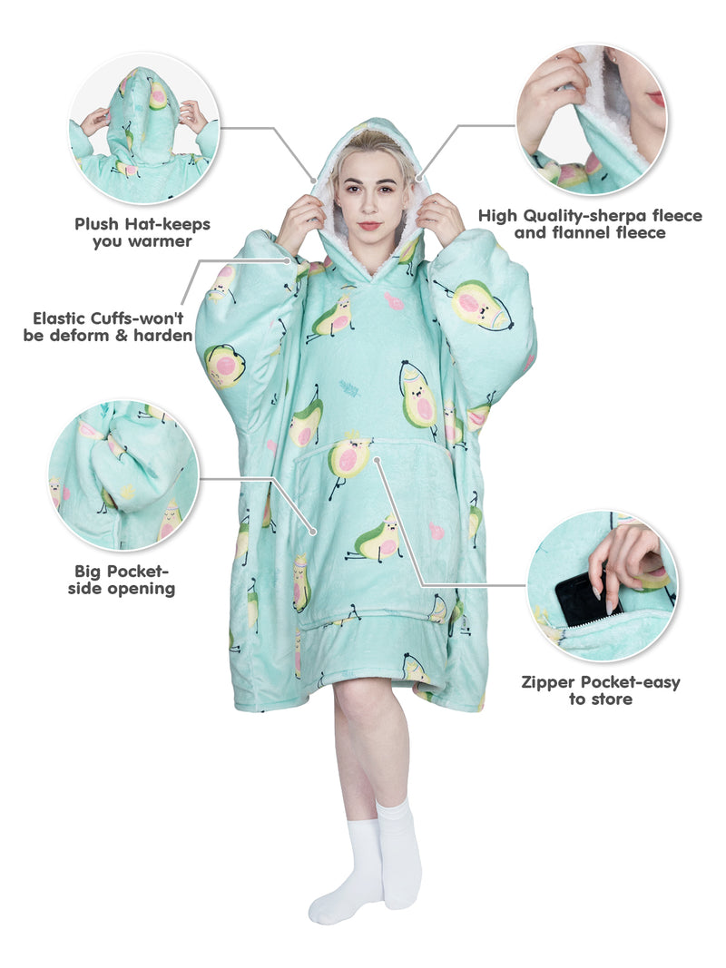 Advwin Oversized Sherpa Wearable Blanket Hoodie Adult