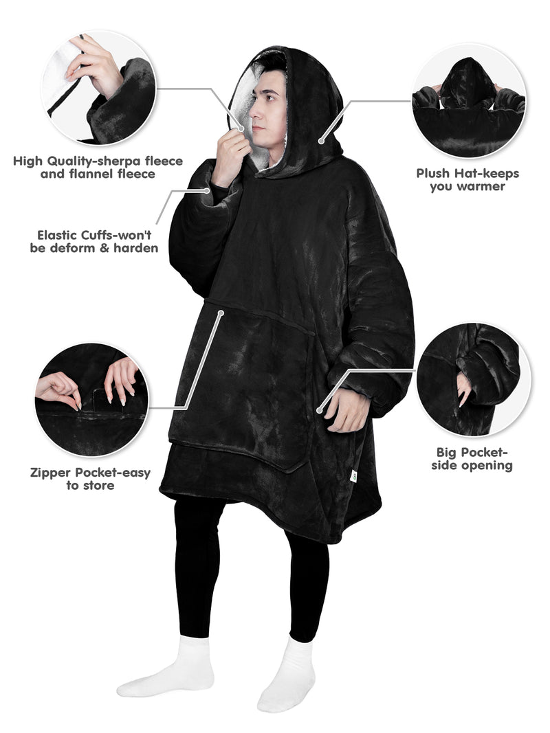 Advwin Oversized Sherpa Wearable Blanket Hoodie Adult