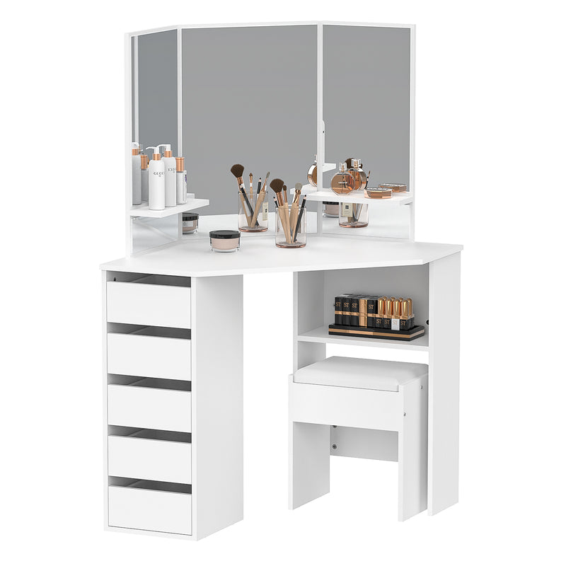Advwin Corner Dressing Table Stool Set
