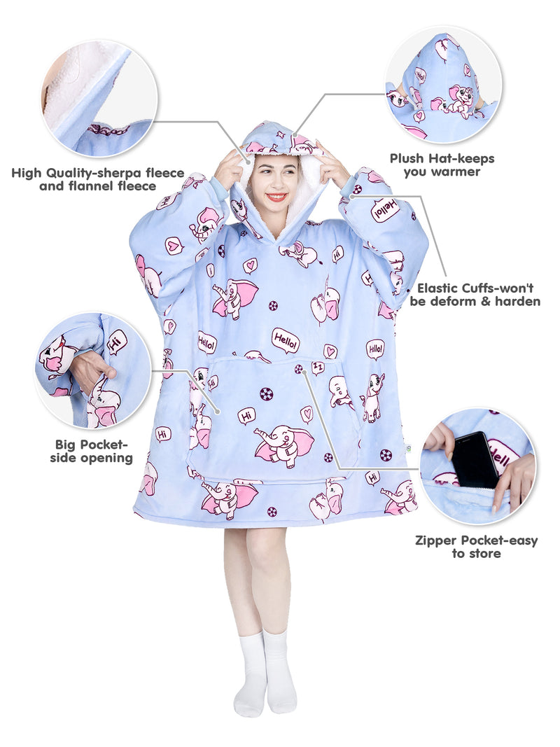 Advwin Oversized Sherpa Wearable Blanket Hoodie Adult