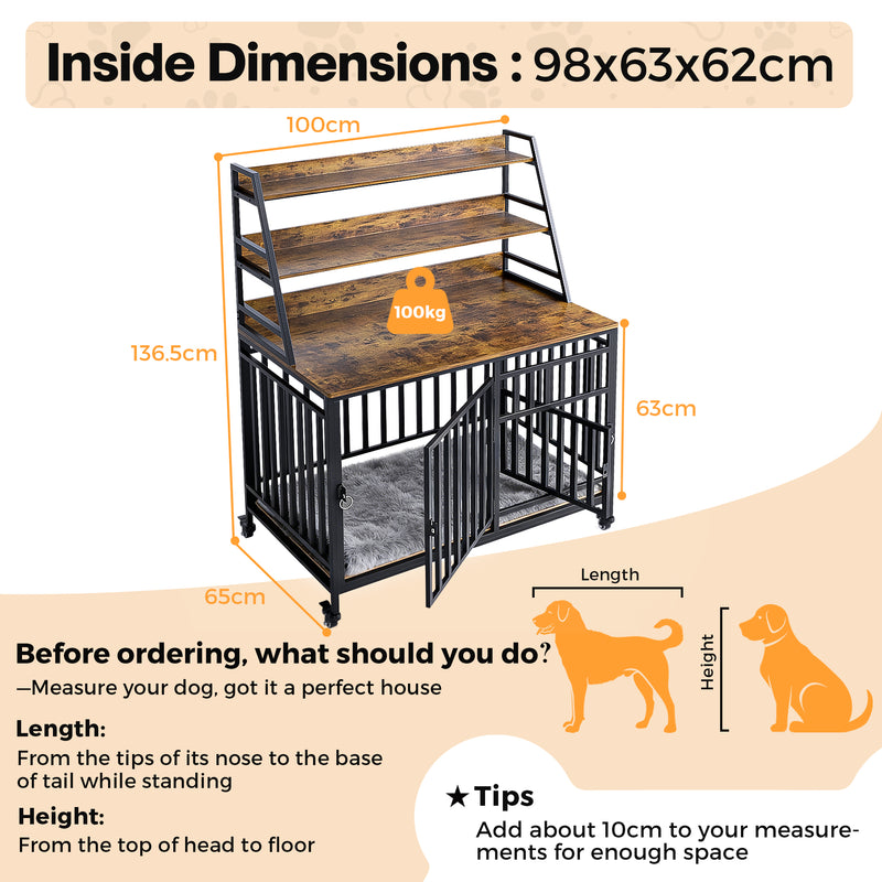 Advwin 39.4" Wooden Dog Crate Furniture & Storage Shelf