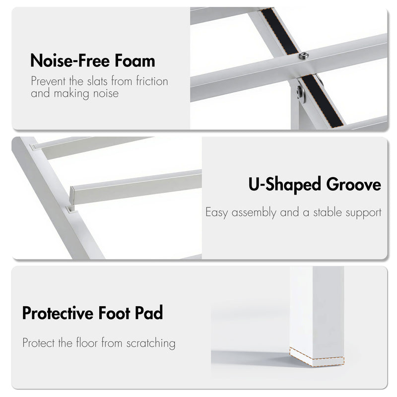 Advwin Metal Platform Bed Frame w/ Headboard White