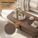 Advwin Fluted Coffee Table with Hidden Storage Walnut