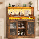 Advwin Wine Bar Cabinet w/ LED Lights & Power Outlets