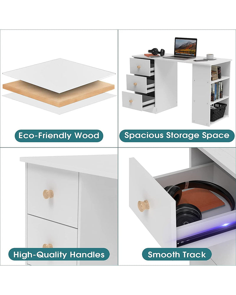 Advwin Office Desk Computer Desk with Drawers Cabinet