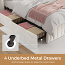 Advwin Bed Frame with Storage Drawers Beige