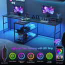 Advwin 236cm 2 Person LED Computer Desks w/ Power Outlets