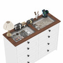 Advwin 8 Drawers Dresser with LED Lights & Glass Top
