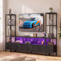 Advwin 197cm TV Stand with Bookshelf & LED Lights
