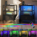 Advwin LED Bedside Tables with Fabric Drawer Set of 2