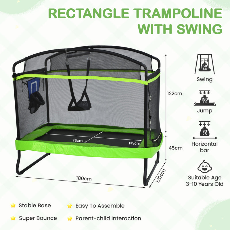 Advwin Trampoline for Kids with Basketball Hoop & Swing