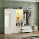 Advwin 3 Doors Armoire Wardrobe Closet with Mirror