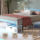 Advwin Metal Platform Bed Frame w/ Headboard White