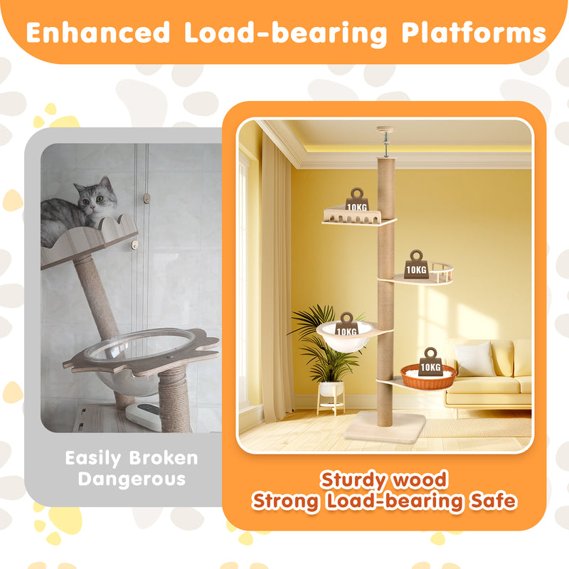 Advwin 5-Level Adjustable Cat Tree Tower 255–280cm