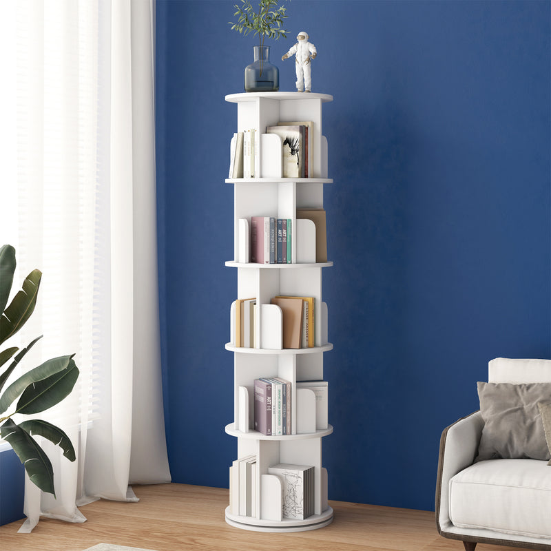 Advwin 5-Tier 360 Rotating Corner Bookshelf White