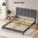 Advwin Linen Upholstered Bed Frame w/ Adjustable Headboard