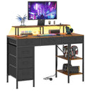 Advwin 120cm Gaming Desk with LED Lights & Drawers