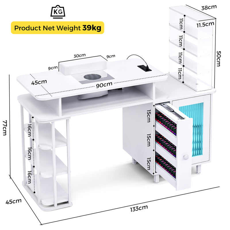 Advwin Manicure Table Dust with Dust Collector LED Light