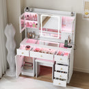Advwin Dressing Table Set w/ Glass Desktop LED Light (Pre-Order)
