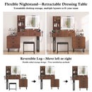 Advwin Walnut Dressing Table Set with Nightstand