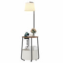Advwin Floor Lamp with Round Side Table Rustic Brown