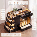 Advwin Glossy Closet Island w/ LED Lights & 8 Drawers