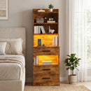 Advwin Tall Bedside Table with Charging Station