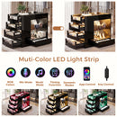 Advwin Glossy Closet Island w/ LED Lights & 8 Drawers