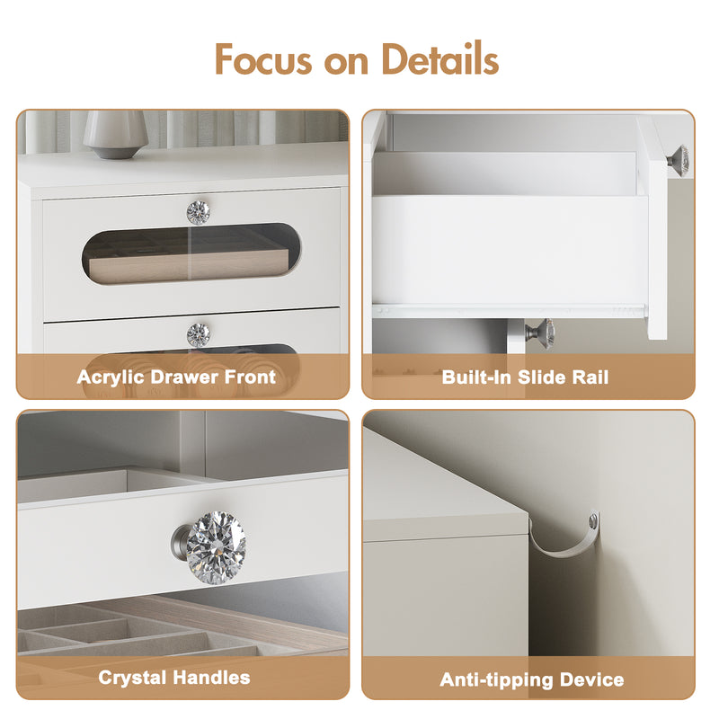 Advwin Corner Dressing Table with LED Mirror and Drawers