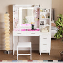 Advwin Dressing Table Set with Glass Desktop LED Light