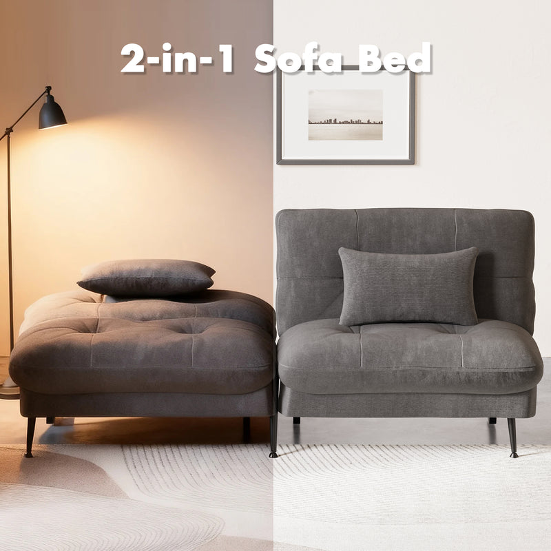 Advwin Convertible Futon Sofa Bed with Adjustable Backrest