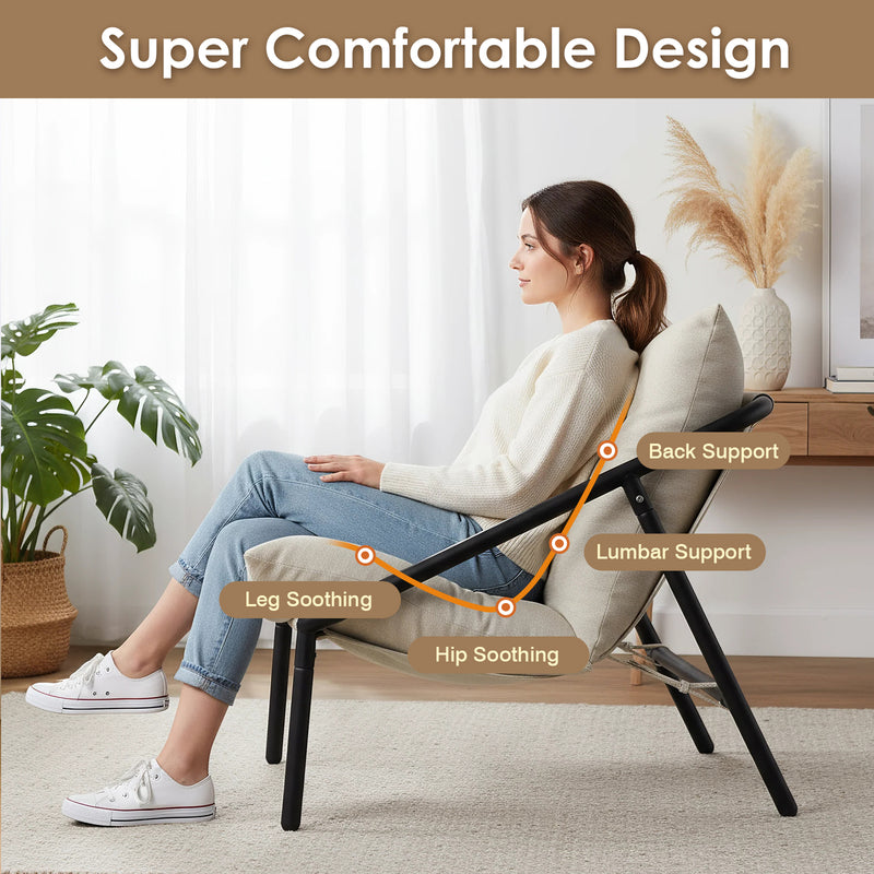 Advwin Chenille Accent Chair with Metal Frame