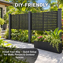 Advwin Metal Planter Box Privacy Screen w/ Trellis & Wheels