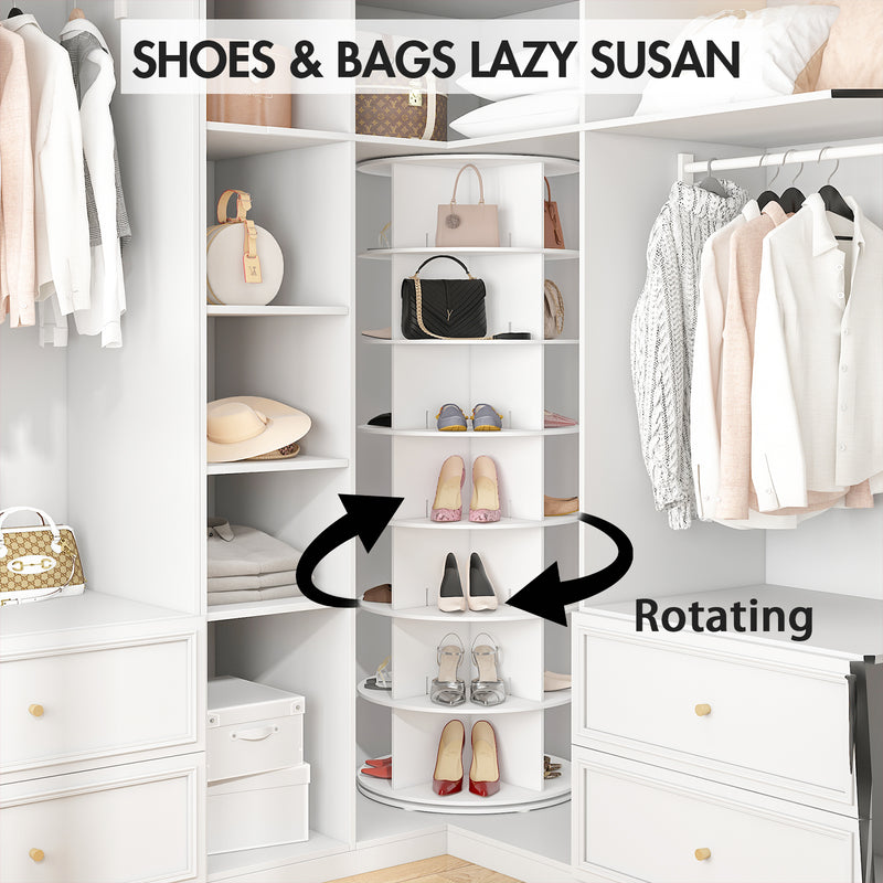 Advwin 7 Tier 360° Rotating Shoe Rack Tower White (Pre-Order)
