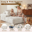 Advwin 132cm Corduroy Chaise Lounge Chair with Cushion