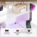 Advwin Dressing Table Stool Set w/ LED Lights & Storage