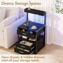 Advwin black bedside table with LED lights