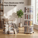Advwin 4-Tier Rolling Bookshelf Storage Bookcase