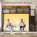 Advwin Single LED Loft Bed Frame w/ Storage Stairs