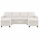 Advwin 253cm U Shaped Corduroy Sectional Sofa w/ Pull Out Bed