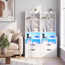 Advwin Set of 2 Tall LED Nightstands w/ Charging Station