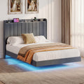 Advwin Velvet Floating Bed Frame with RGB LED