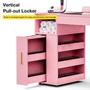 Advwin Manicure Table Glass Top w/Dust Collector Pink