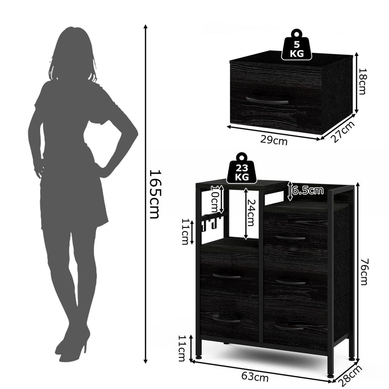 Advwin Chest of 5 Drawers Storage Cabinet
